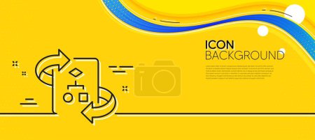 Illustration for Technical algorithm line icon. Abstract yellow background. Project documentation sign. Minimal technical algorithm line icon. Wave banner concept. Vector - Royalty Free Image