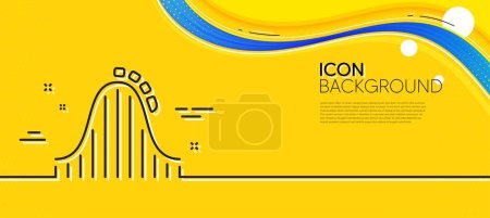 Illustration for Roller coaster line icon. Abstract yellow background. Amusement park sign. Carousels symbol. Minimal roller coaster line icon. Wave banner concept. Vector - Royalty Free Image