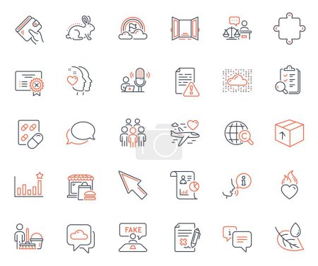 Illustration for Business icons set. Included icon as Cloud system, Efficacy and Mouse cursor web elements. Messenger, Open door, Instruction manual icons. Lgbt, Group people, Heart web signs. Vector - Royalty Free Image