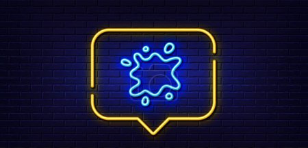 Illustration for Neon light speech bubble. Dirty spot line icon. Laundry service sign. Clothing dirt symbol. Neon light background. Dirty spot glow line. Brick wall banner. Vector - Royalty Free Image
