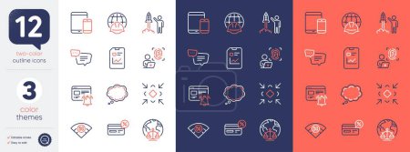 Illustration for Set of Text message, 5g wifi and Report document line icons. Include Launch project, Mobile devices, Global engineering icons. Magistrates court, Cashback, Computer fingerprint web elements. Vector - Royalty Free Image