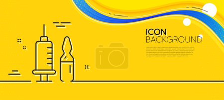 Illustration for Medical vaccination line icon. Abstract yellow background. Medicine vaccine sign. Pharmacy medication symbol. Minimal medical vaccination line icon. Wave banner concept. Vector - Royalty Free Image