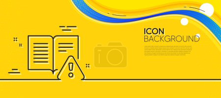 Illustration for Instruction manual line icon. Abstract yellow background. Warning book sign. Caution alert symbol. Minimal instruction manual line icon. Wave banner concept. Vector - Royalty Free Image