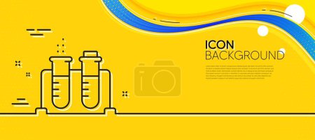 Illustration for Chemistry beaker line icon. Abstract yellow background. Laboratory flask sign. Analysis lab symbol. Minimal chemistry beaker line icon. Wave banner concept. Vector - Royalty Free Image