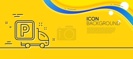 Ilustración de Truck parking line icon. Abstract yellow background. Car park sign. Transport place symbol. Minimal truck parking line icon. Wave banner concept. Vector - Imagen libre de derechos