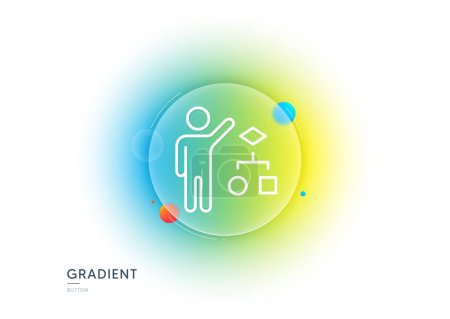 Illustration for Algorithm line icon. Gradient blur button with glassmorphism. Business management sign. Development symbol. Transparent glass design. Algorithm line icon. Vector - Royalty Free Image