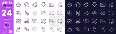 Illustration for Move gesture, Touchscreen gesture and Employees wealth line icons for website, printing. Collection of User, Seo, Security confirmed icons. Like, Teamwork, Winner podium web elements. Vector - Royalty Free Image