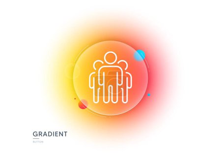 Illustration for Group line icon. Gradient blur button with glassmorphism. Business management sign. Teamwork symbol. Transparent glass design. Group line icon. Vector - Royalty Free Image