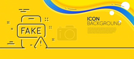 Illustration for Fake news line icon. Abstract yellow background. Web propaganda sign. Wrong truth symbol. Minimal fake news line icon. Wave banner concept. Vector - Royalty Free Image
