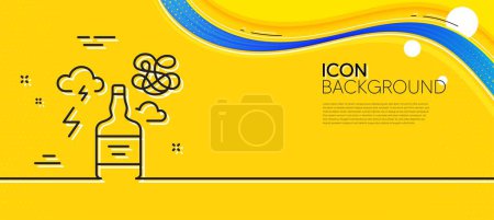 Illustration for Alcohol addiction line icon. Abstract yellow background. Difficult stress sign. Mental health problem symbol. Minimal alcohol addiction line icon. Wave banner concept. Vector - Royalty Free Image