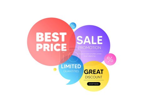 Illustration for Discount offer bubble banner. Best Price tag. Special offer Sale sign. Advertising Discounts symbol. Promo coupon banner. Best price round tag. Quote shape element. Vector - Royalty Free Image