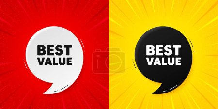 Illustration for Best value tag. Flash offer banner with quote. Special offer Sale sign. Advertising Discounts symbol. Starburst beam banner. Best value speech bubble. Vector - Royalty Free Image