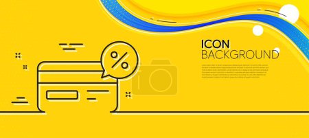 Téléchargez les illustrations : Credit card line icon. Abstract yellow background. Banking Payment card with Discount sign. Cashback service symbol. Minimal cashback line icon. Wave banner concept. Vector - en licence libre de droit