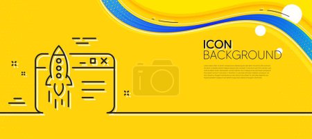Illustration for Start business line icon. Abstract yellow background. Launch crowdfunding project sign. Innovation symbol. Minimal start business line icon. Wave banner concept. Vector - Royalty Free Image