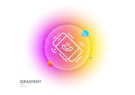 Illustration for Call center service line icon. Gradient blur button with glassmorphism. Phone support sign. Feedback symbol. Transparent glass design. Call center line icon. Vector - Royalty Free Image