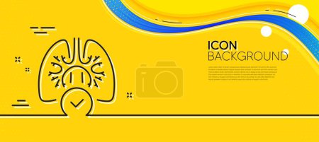 Illustration for Lungs line icon. Abstract yellow background. Pneumonia disease sign. Respiratory distress symbol. Minimal lungs line icon. Wave banner concept. Vector - Royalty Free Image