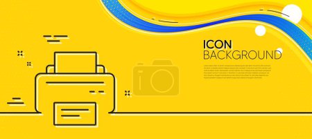 Illustration for Printer icon. Abstract yellow background. Printout Electronic Device sign. Office equipment symbol. Minimal printer line icon. Wave banner concept. Vector - Royalty Free Image