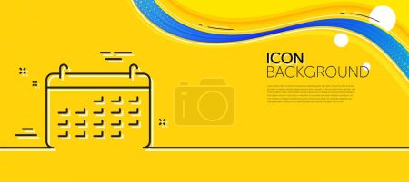 Illustration for Calendar line icon. Abstract yellow background. Accounting sign. Calculate finance symbol. Business audit. Minimal calendar line icon. Wave banner concept. Vector - Royalty Free Image