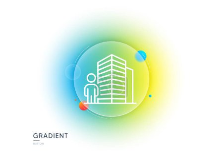Illustration for Agent line icon. Gradient blur button with glassmorphism. Real estate realtor sign. Building architect symbol. Transparent glass design. Agent line icon. Vector - Royalty Free Image
