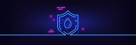 Illustration for Neon light glow effect. Blood donation line icon. Medical analyzes sign. Pharmacy medication symbol. 3d line neon glow icon. Brick wall banner. Blood donation outline. Vector - Royalty Free Image