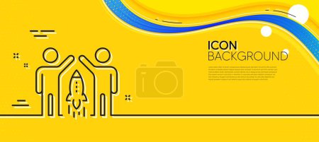 Illustration for Partnership line icon. Abstract yellow background. Business management sign. Launch startup project symbol. Minimal partnership line icon. Wave banner concept. Vector - Royalty Free Image