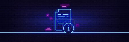 Illustration for Neon light glow effect. Instruction line icon. User manual sign. Information document symbol. 3d line neon glow icon. Brick wall banner. Manual outline. Vector - Royalty Free Image