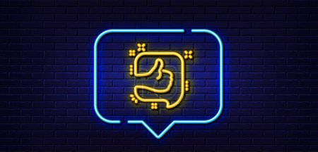 Illustration for Neon light speech bubble. Like line icon. Customer satisfaction sign. Best service symbol. Neon light background. Like glow line. Brick wall banner. Vector - Royalty Free Image