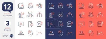 Illustration for Set of Uv protection, Leadership and Teamwork line icons. Include Engineering, Road, People icons. Smartphone cloud, Diagram, Software bug web elements. Signing document. Bicolor outline icon. Vector - Royalty Free Image