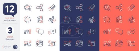Illustration for Set of Lawyer, Online question and Customer satisfaction line icons. Include Artificial intelligence, Credit card, Chemical formula icons. Approve, Speech bubble, Remove team web elements. Vector - Royalty Free Image