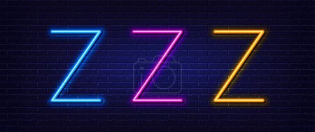 Illustration for Initial letter Z icon. Neon light line effect. Line typography character sign. Large first font letter. Glowing neon light element. Letter Z glow 3d line. Brick wall banner. Vector - Royalty Free Image