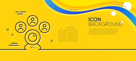 Téléchargez les illustrations : Video conference line icon. Abstract yellow background. Online meeting sign. Web camera symbol. Minimal video conference line icon. Wave banner concept. Vector - en licence libre de droit