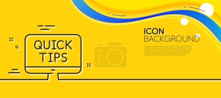 Illustration for Quick tips line icon. Abstract yellow background. Helpful tricks sign. Web tutorials symbol. Minimal web tutorials line icon. Wave banner concept. Vector - Royalty Free Image