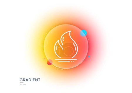 Illustration for Fire energy line icon. Gradient blur button with glassmorphism. Heating power energy sign. Hot flame symbol. Transparent glass design. Fire energy line icon. Vector - Royalty Free Image