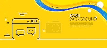 Illustration for Browser Window line icon. Abstract yellow background. Chat speech bubbles sign. Internet page symbol. Minimal browser Window line icon. Wave banner concept. Vector - Royalty Free Image