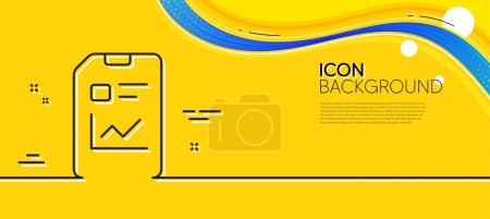 Téléchargez les illustrations : Report Document line icon. Abstract yellow background. Analysis and Statistics File sign. Paper page concept symbol. Minimal report document line icon. Wave banner concept. Vector - en licence libre de droit