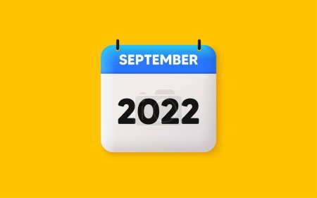 Illustration for Calendar agenda 3d icon. September month icon. Event schedule Sep date. Meeting appointment planner. Agenda plan, Month schedule 3d calendar and Time planner. September day reminder. Vector - Royalty Free Image