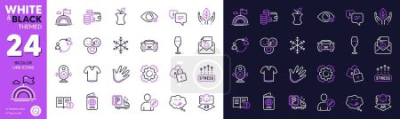 Illustration for Speaker, Yummy smile and Locks line icons for website, printing. Collection of Smile, Passport, Facts icons. Fair trade, Farsightedness, Truck parking web elements. Hand. Bicolor outline icon. Vector - Royalty Free Image