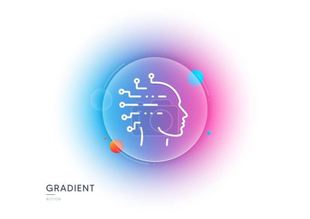 Illustration for Artificial intelligence line icon. Gradient blur button with glassmorphism. Ai head sign. Robotic intellect symbol. Transparent glass design. Artificial intelligence line icon. Vector - Royalty Free Image