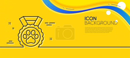 Téléchargez les illustrations : Dog competition line icon. Abstract yellow background. Pets award sign. Champion winner prize symbol. Minimal dog competition line icon. Wave banner concept. Vector - en licence libre de droit