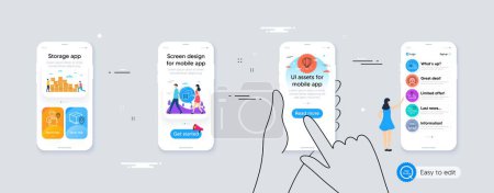 Illustration for Metro, Delivery truck and Metro subway line icons for website, printing. Phone ui interface. Collection of Ship, Air balloon, Honeymoon travel icons. Vector - Royalty Free Image