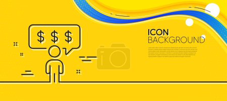 Téléchargez les illustrations : Employee benefits line icon. Abstract yellow background. Business salary sign. People savings symbol. Minimal employee benefits line icon. Wave banner concept. Vector - en licence libre de droit