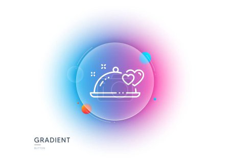 Illustration for Romantic dinner line icon. Gradient blur button with glassmorphism. Valentines day restaurant food sign. Couple relationships symbol. Transparent glass design. Romantic dinner line icon. Vector - Royalty Free Image