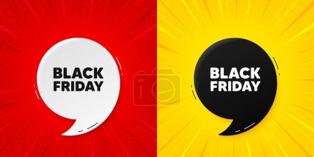 Illustration for Black Friday Sale. Flash offer banner with quote. Special offer price sign. Advertising Discounts symbol. Starburst beam banner. Black friday speech bubble. Vector - Royalty Free Image