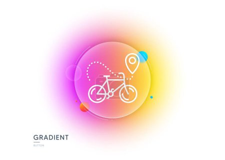 Illustration for Bike delivery line icon. Gradient blur button with glassmorphism. Contactless order sign. Package delivery symbol. Transparent glass design. Bike delivery line icon. Vector - Royalty Free Image