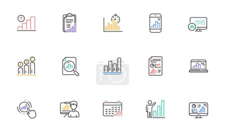 Ilustración de Graph line icons. Charts and graphs, Presentation and Report. Analytics linear icon set. Bicolor outline web elements. Vector - Imagen libre de derechos