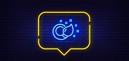 Illustration for Neon light speech bubble. Paint brush line icon. Creativity sign. Graphic art symbol. Neon light background. Paint brush glow line. Brick wall banner. Vector - Royalty Free Image