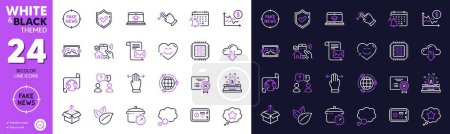 Illustration for Reject certificate, Notification calendar and Typewriter line icons for website, printing. Collection of Teamwork questions, Talk bubble, Safe box icons. Organic product, Loyalty star. Vector - Royalty Free Image