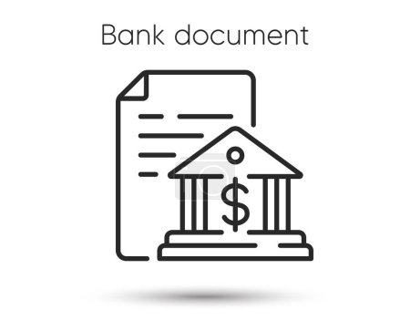Illustration for Bank document line icon. Government decree sign. Loan agreement symbol. Illustration for web and mobile app. Line style bank decree icon. Editable stroke credit document. Vector - Royalty Free Image