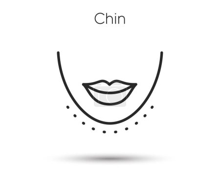 Illustration for Chin lifting line icon. Fat lift procedure sign. Face cosmetic medicine symbol. Illustration for web and mobile app. Line style face beauty care icon. Editable stroke lift chin. Vector - Royalty Free Image