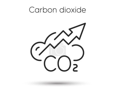 Illustration for Co2 gas line icon. Carbon dioxide offset sign. Co2 emissions up trend symbol. Illustration for web and mobile app. Line style carbon dioxide pollution icon. Ecology and environment symbol. Vector - Royalty Free Image